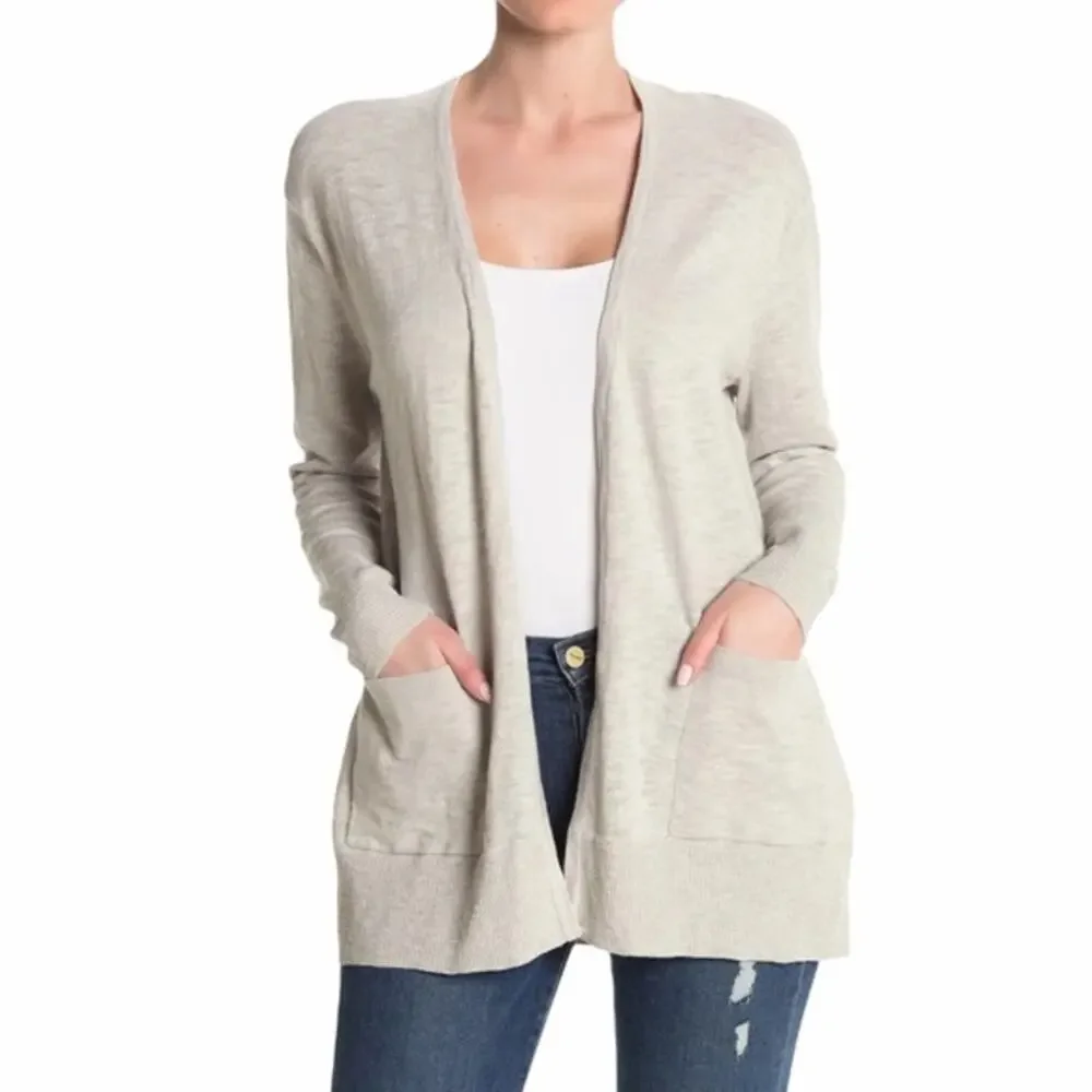 Madewell Light Ice Gray Open Front Cardigan Sweater